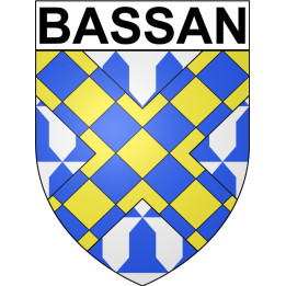 Pegatinas escudo de armas de Bazas adhesivo de la etiqueta engomada