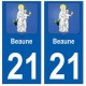 21 Beaune blason autocollant plaque stickers ville