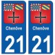 21 Chenôve blason autocollant plaque stickers ville