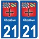 21 Chenôve blason autocollant plaque stickers ville