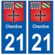 21 Chenôve blason autocollant plaque stickers ville