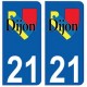 21 Dijon logo autocollant plaque stickers ville