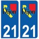 21 Dijon logo autocollant plaque stickers ville