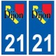 21 Dijon logo autocollant plaque stickers ville