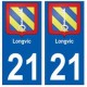 21 Longvic blason autocollant plaque stickers ville