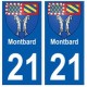 21 Montbard blason autocollant plaque stickers ville