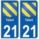 21 Talant blason autocollant plaque stickers ville