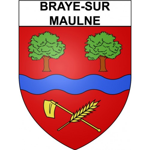 Braye-sur-Maulne 37 ville Stickers blason autocollant adhésif