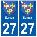 27 Evreux blason autocollant plaque stickers ville