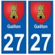 27 Gaillon blason autocollant plaque stickers ville