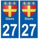 27 Gisors blason autocollant plaque stickers ville