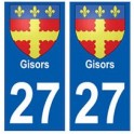 27 Gisors blason autocollant plaque stickers ville