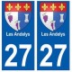 27 Les Andelys blason autocollant plaque stickers ville
