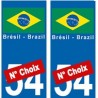 Brésil Brazil drapeau autocollant plaque