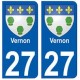 27 Vernon blason autocollant plaque stickers ville