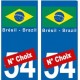 Brésil Brazil drapeau autocollant plaque