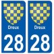 28 Dreux blason stickers ville