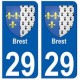 29 Brest blason autocollant plaque stickers ville