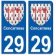 29 de Concarneau escudo de armas de la etiqueta engomada de la placa de pegatinas de la ciudad