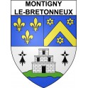 Pegatinas escudo de armas de Montigny-le-Bretonneux adhesivo de la etiqueta engomada