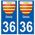 36 Déols blason autocollant plaque stickers ville