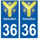 36 Issoudun blason autocollant plaque stickers ville