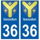 36 Issoudun blason autocollant plaque stickers ville