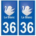 36 Le Blanc blason autocollant plaque stickers ville