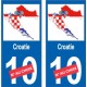 Croatie numéro choix texte sticker autocollant plaque immatriculation auto