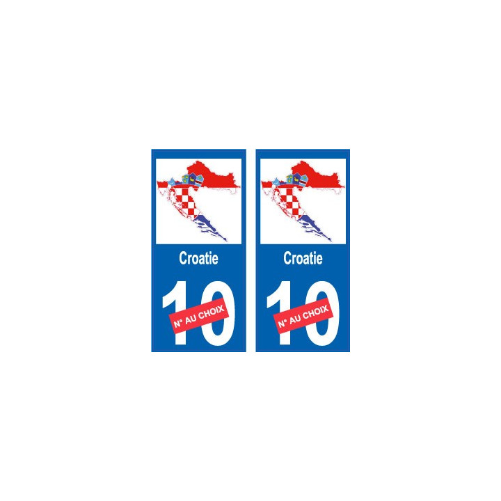 Croatie numéro choix texte sticker autocollant plaque immatriculation auto