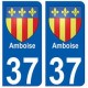 37 Amboise blason autocollant plaque stickers ville