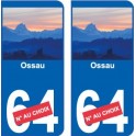 Ossau 2 numero choix ville sticker autocollant plaque immatriculation auto