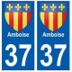 37 Amboise blason autocollant plaque stickers ville