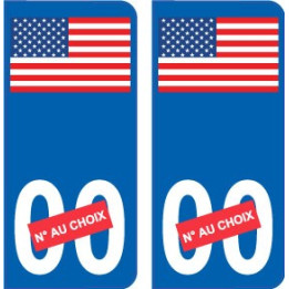 USA drapeau numero choix 748 sticker autocollant plaque immatriculation auto