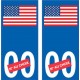 USA drapeau numero choix 748 sticker autocollant plaque immatriculation auto