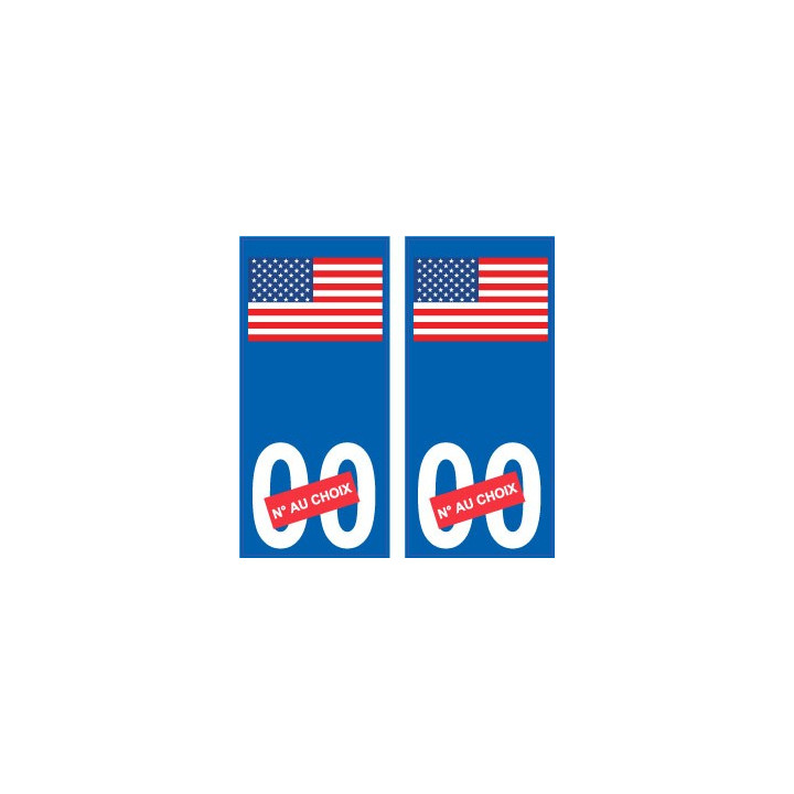 USA drapeau numero choix 748 sticker autocollant plaque immatriculation auto