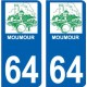 64 Moumour ville logo autocollant plaque immatriculation auto ville sticker