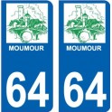 64 Pau logo sticker plate registration city