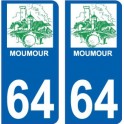 64 Moumour ville logo autocollant plaque immatriculation auto ville sticker