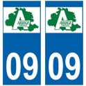 09 de Ariège, el escudo de armas de la etiqueta engomada
