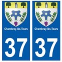 37 Chambray-lès-Tours blason autocollant plaque stickers ville
