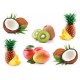 Set de 6 fruits noix coco ananas kiwi mangue exotic logo 4336 sticker cuisine frigo