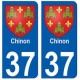 37 Chinon blason autocollant plaque stickers ville