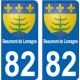 Beaumont de Lomagne 82 autocollant plaque immatriculation auto ville sticker