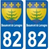 Beaumont de Lomagne 82 autocollant plaque immatriculation auto ville sticker