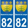 Beaumont de Lomagne 82 autocollant plaque immatriculation auto ville sticker