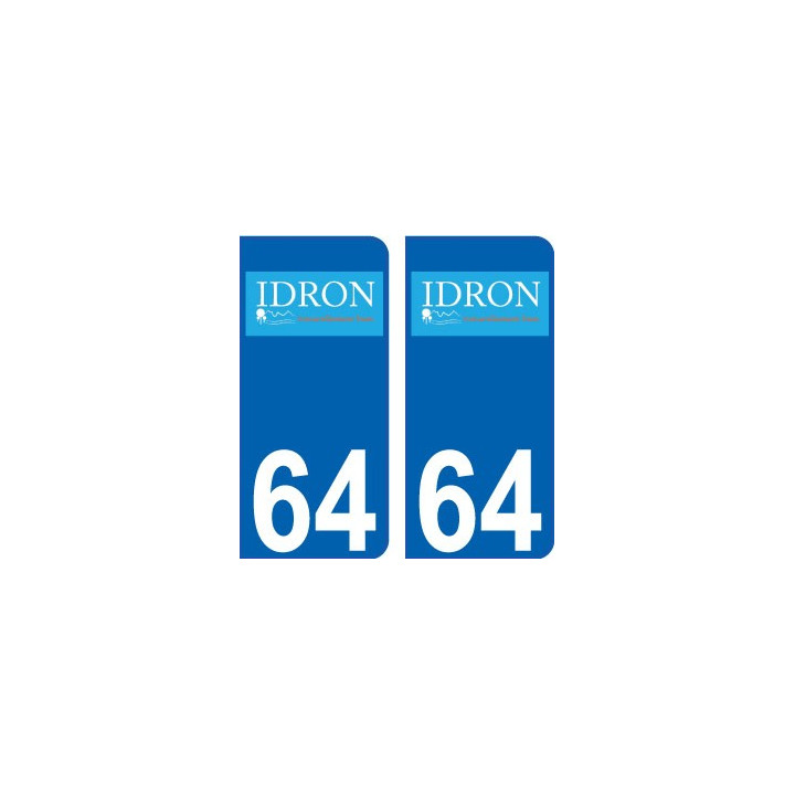 Idron ville 64 logo autocollant plaque immatriculation auto ville sticker