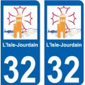 32 L'isle jourdain logo autocollant plaque immatriculation auto ville sticker