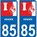 85 vendée coeur logo autocollant plaque immatriculation auto ville sticker