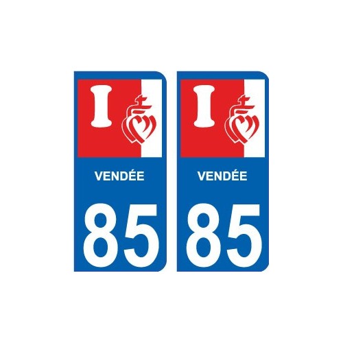 85 vendée coeur logo autocollant plaque immatriculation auto ville sticker